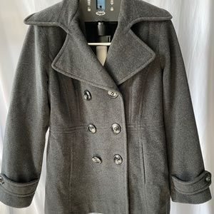 London Fog Wool Peacoat (L) in Charcoal Grey